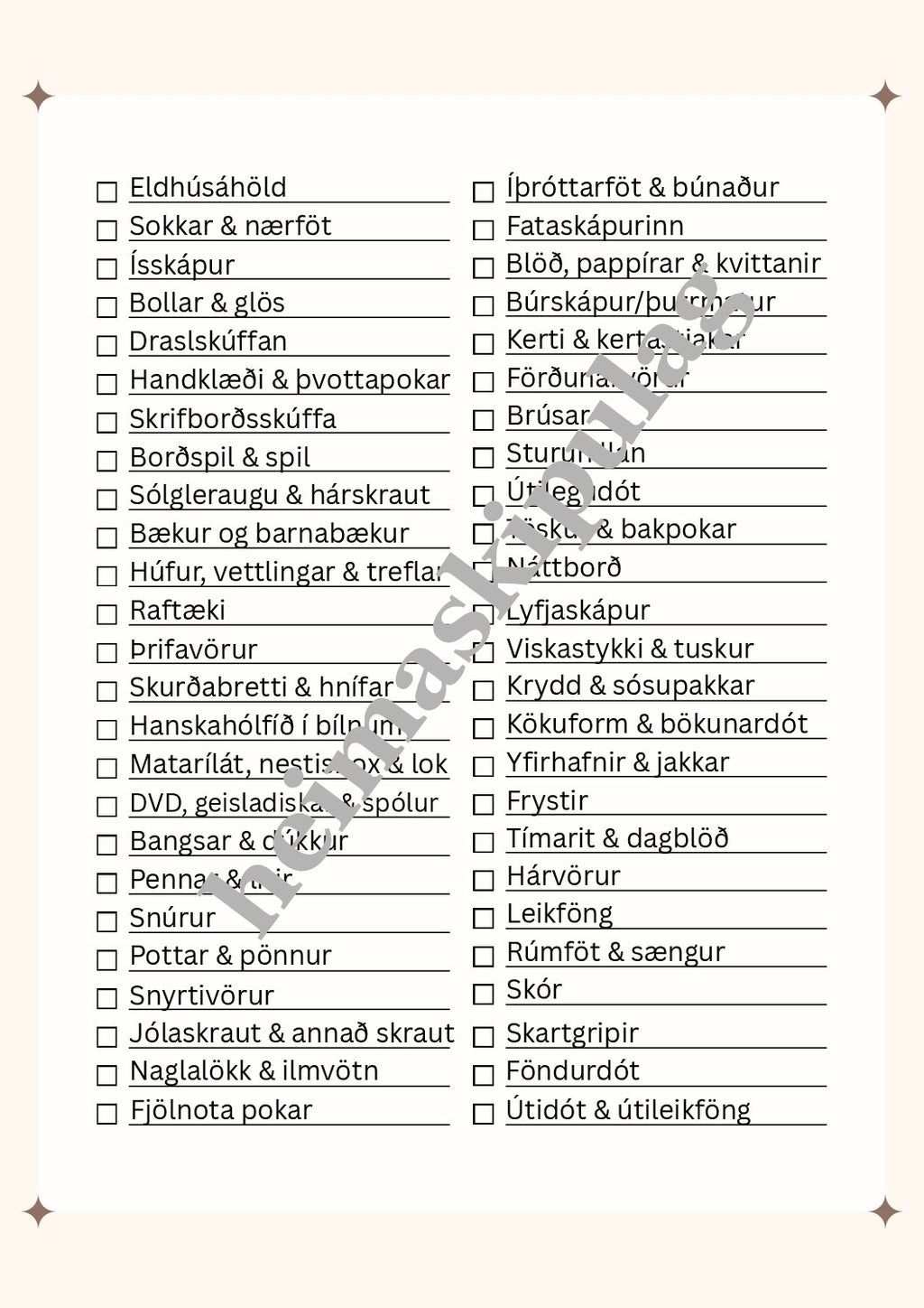 Declutter áskorun - Skjal