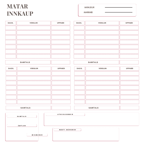 Matar innkaup - Skjal