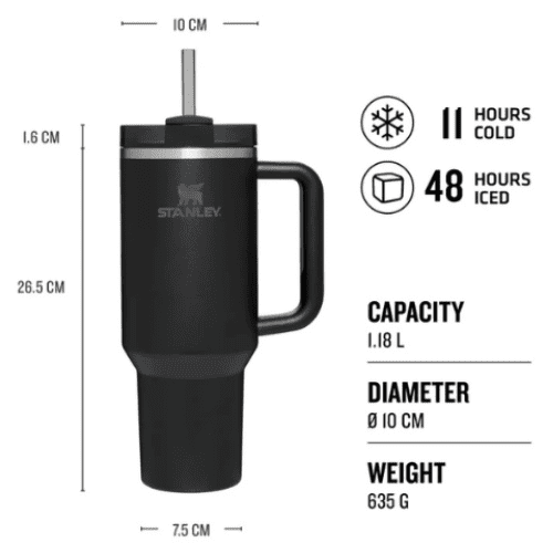 Stanley Quencher – 1,18L Black + FRÍTT FLIP LOK