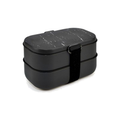 Bento nestisbox með hnífapörum 1,35 L – Svart marmara